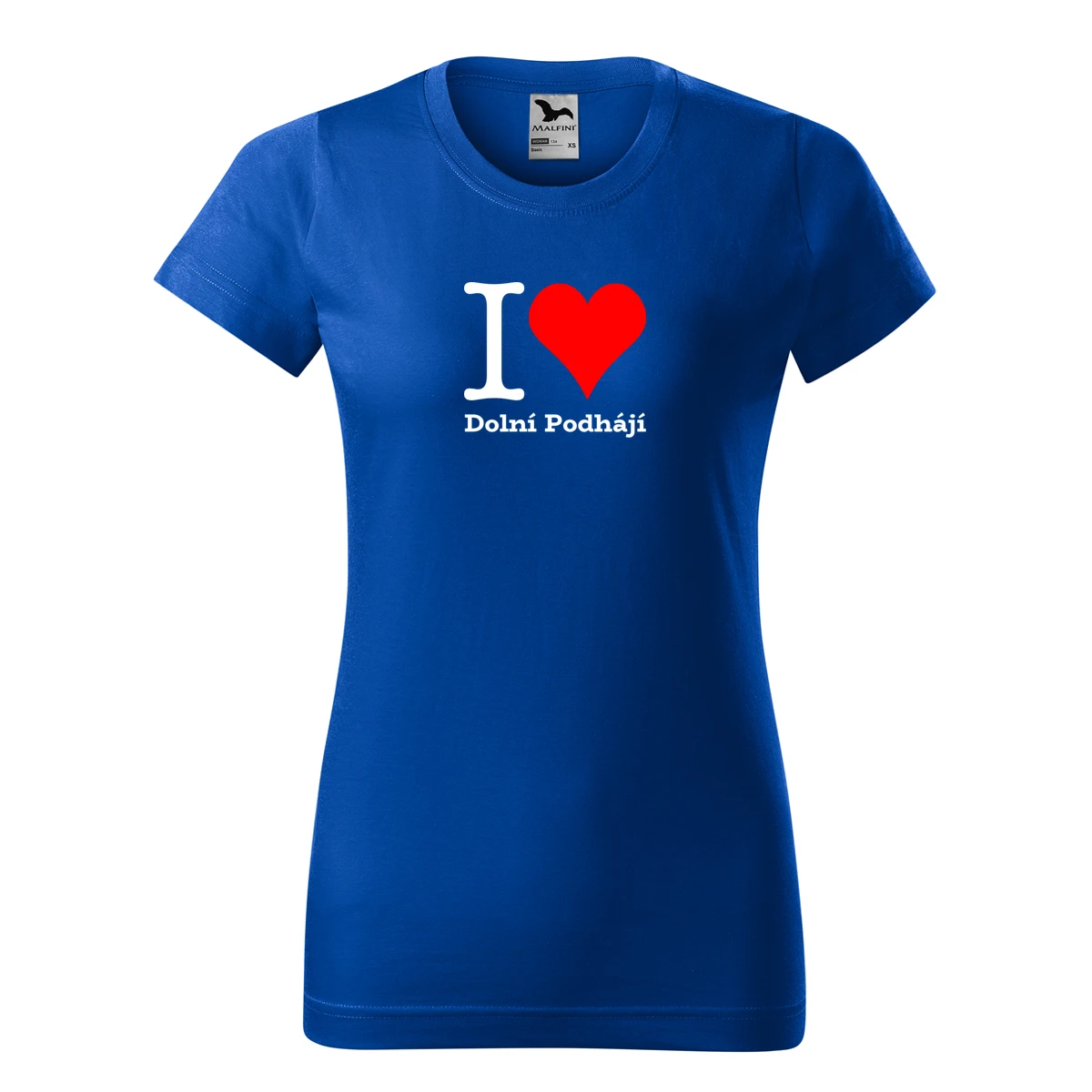 Modré dámské tričko I love Dolní Podhájí
