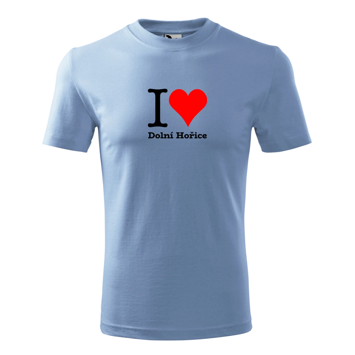 Světle modré dětské tričko I love Dolní Hořice