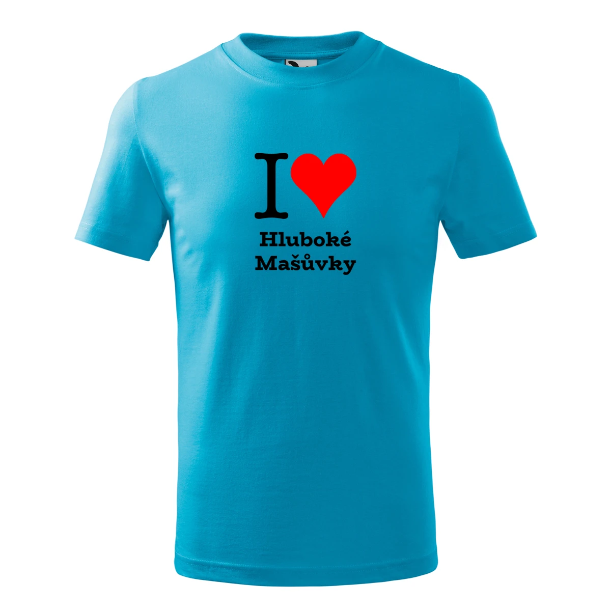Tyrkysové dětské tričko I love Hluboké Mašůvky