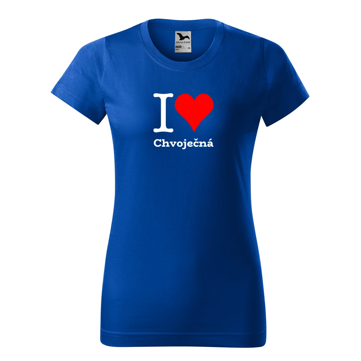 Modré dámské tričko I love Chvoječná