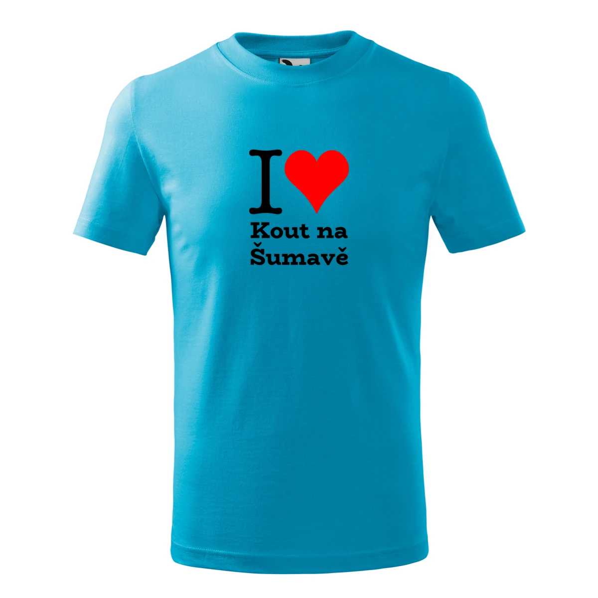 Tyrkysové dětské tričko I love Kout na Šumavě