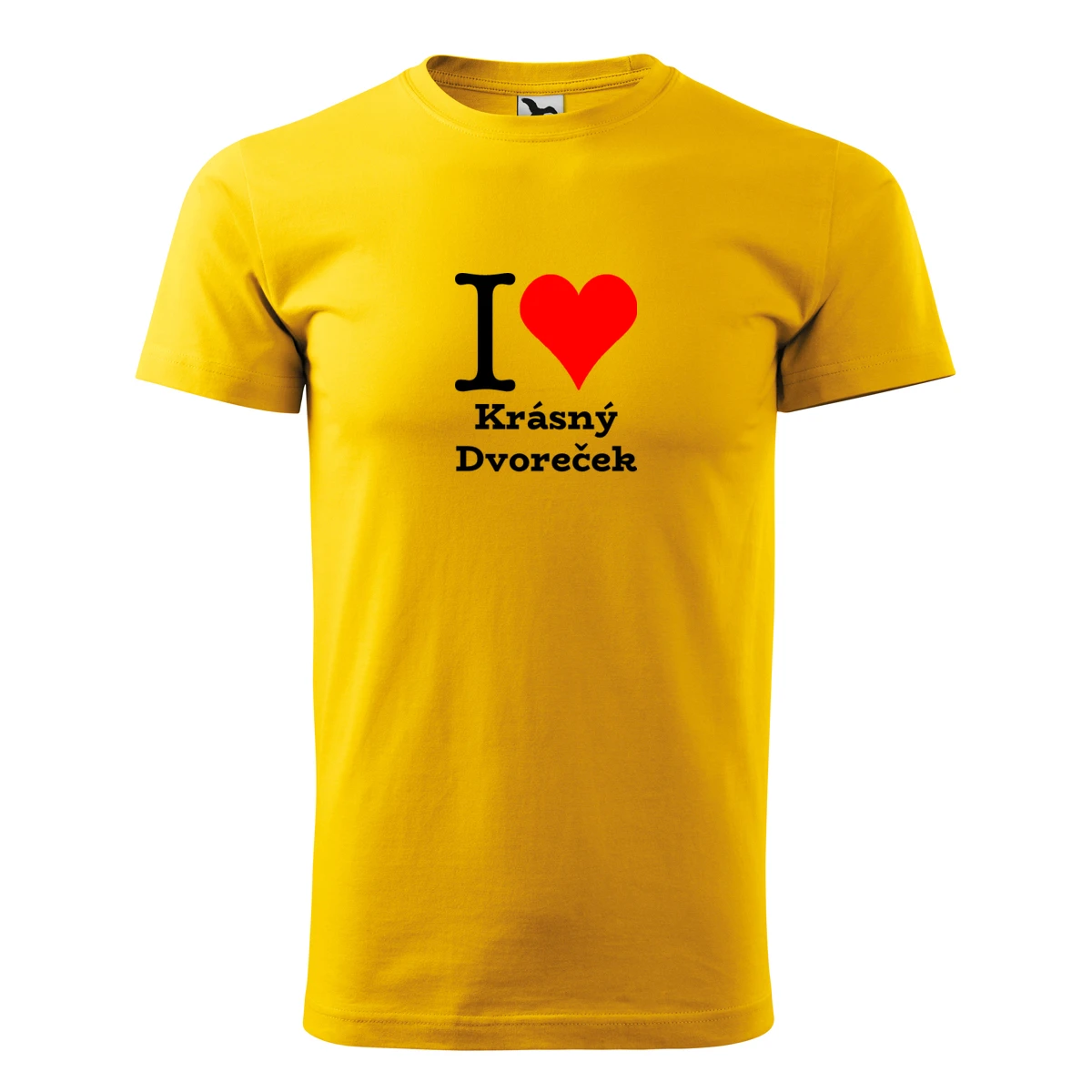 Žluté dětské tričko I love Krásný Dvoreček