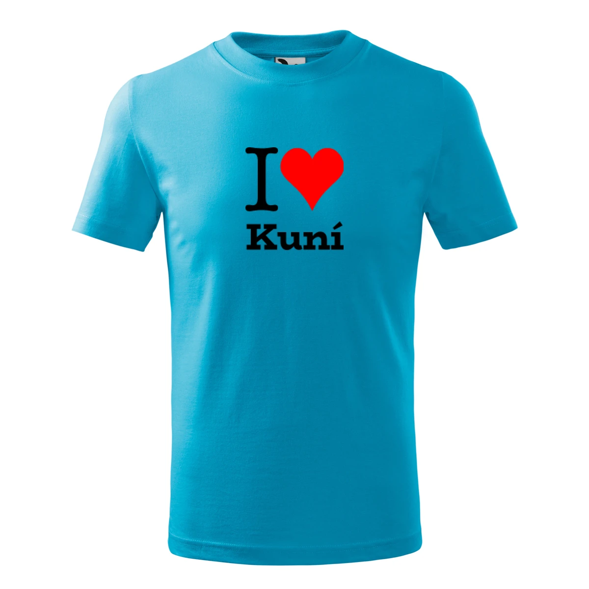 Tyrkysové dětské tričko I love Kuní