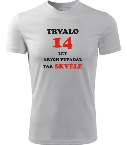 trička s potiskem Bílé tričko trvalo 14 let