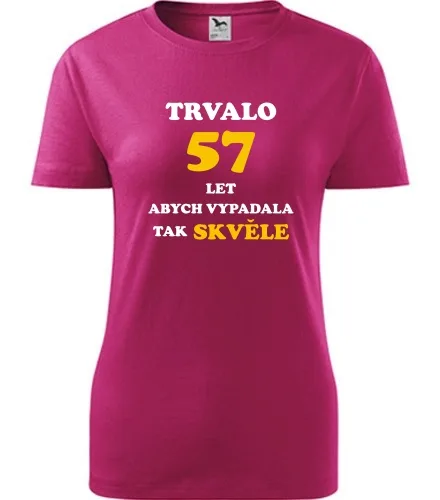 trička s potiskem Purpurové dámské tričko trvalo 57 let 