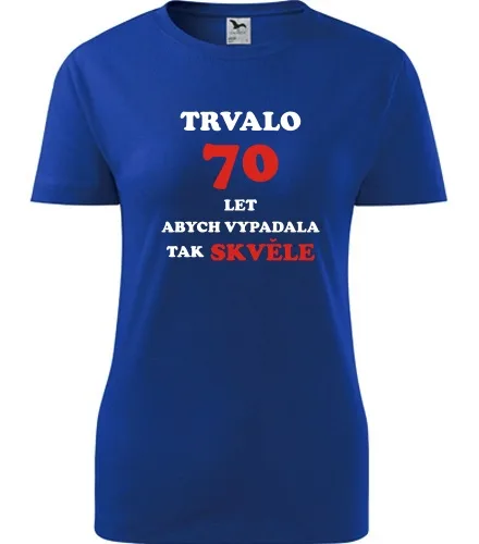 Modré dámské tričko trvalo 70 let