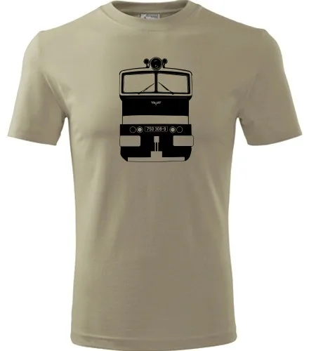 Khaki tričko s lokomotivou Brejlovec 750.308