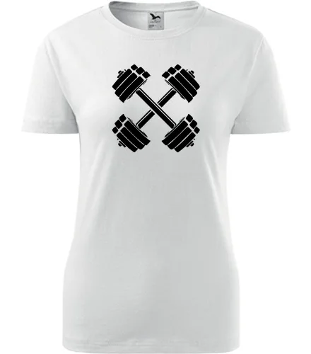 Bílé dámské tričko s činkami