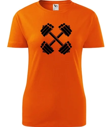 Oranžové dámské tričko s činkami