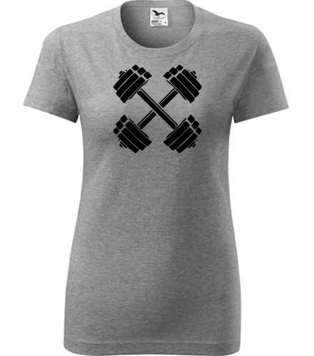 Šedé dámské tričko s činkami