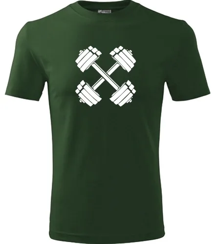 Lahvově zelené tričko s činkami