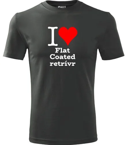 Grafitové tričko I love Flat Coated retrívr