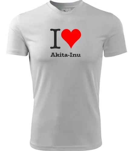 Bílé tričko I love Akita-Inu