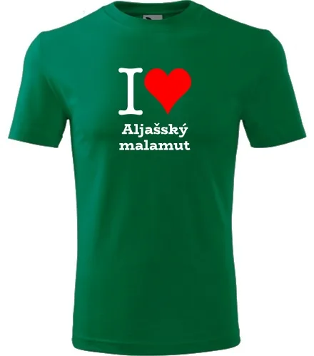 Zelené dětské tričko I love Aljašský malamut