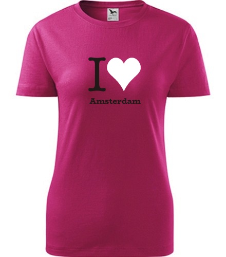 Purpurové dámské tričko I love Amsterdam