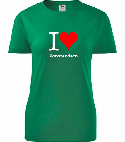 Zelené dámské tričko I love Amsterdam