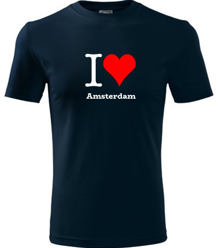 Tmavě modré tričko I love Amsterdam