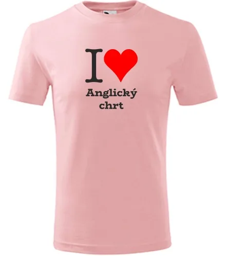 Růžové dětské tričko I love Anglický chrt