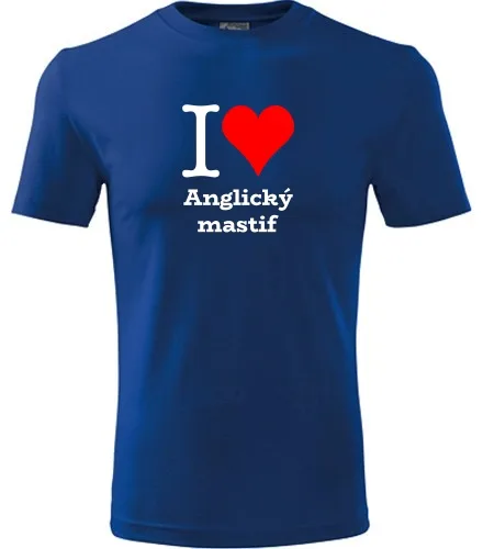 Modré dětské tričko I love Anglický mastif