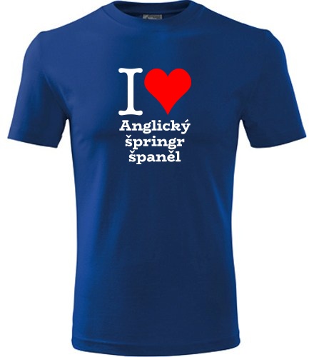 Modré dětské tričko I love Anglický špringr španěl