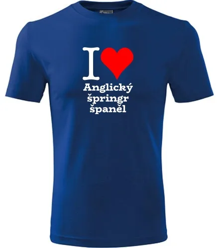 Modré dětské tričko I love Anglický špringr španěl