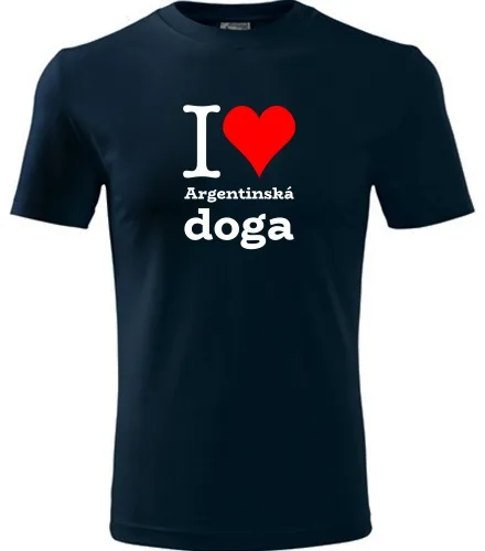 Tmavě modré dětské tričko I love Argentinská doga
