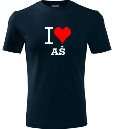 Tmavě modré tričko I love Aš