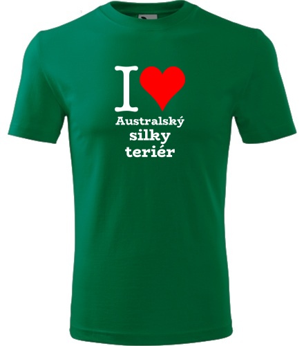 Zelené dětské tričko I love Australský silky teriér