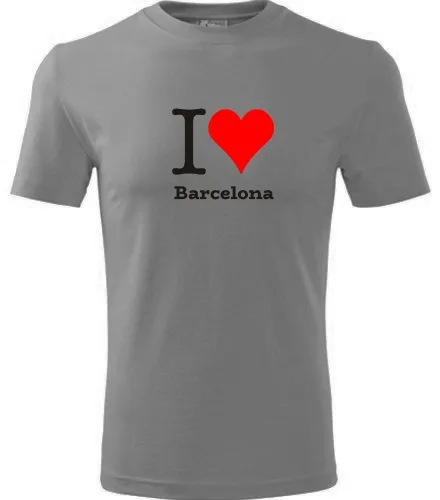Šedé tričko I love Barcelona