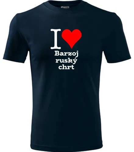 Tmavě modré tričko I love Barzoj - ruský chrt