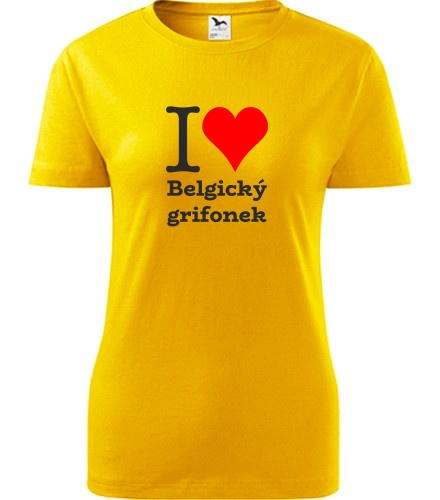 Žluté dámské tričko I love Belgický grifonek