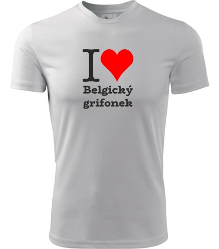 Bílé dětské tričko I love Belgický grifonek