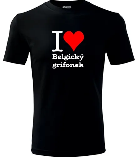 Černé dětské tričko I love Belgický grifonek