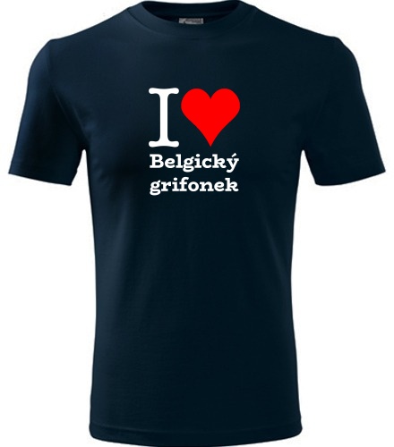 Tmavě modré dětské tričko I love Belgický grifonek