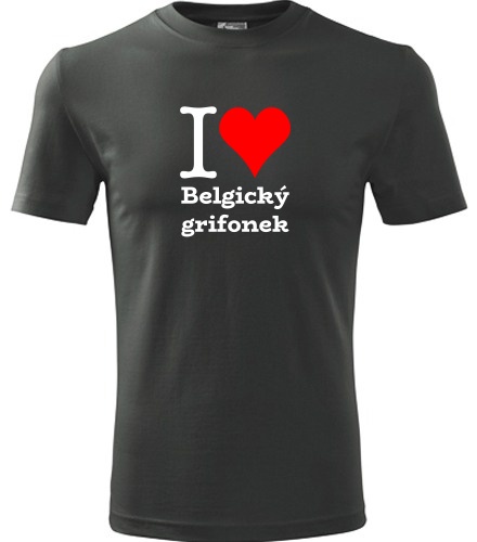 Grafitové tričko I love Belgický grifonek