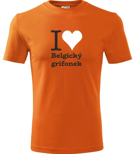 Oranžové tričko I love Belgický grifonek