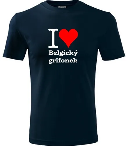 Tmavě modré tričko I love Belgický grifonek