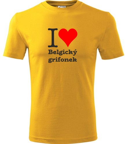 Žluté tričko I love Belgický grifonek