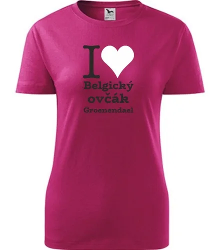 Purpurové dámské tričko I love Belgický ovčák Groenendael