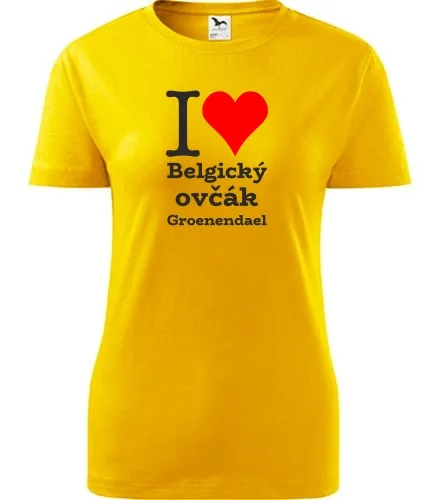 Žluté dámské tričko I love Belgický ovčák Groenendael