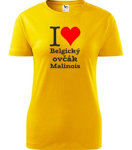 Žluté dámské tričko I love Belgický ovčák Malinois