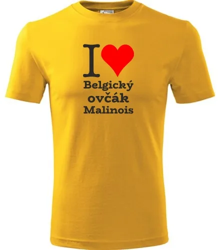 Žluté dětské tričko I love Belgický ovčák Malinois
