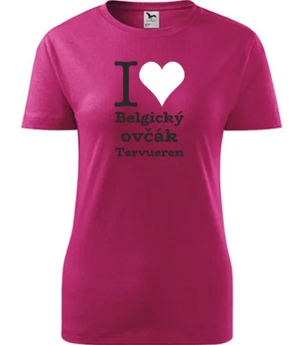 Purpurové dámské tričko I love Belgický ovčák Tervueren