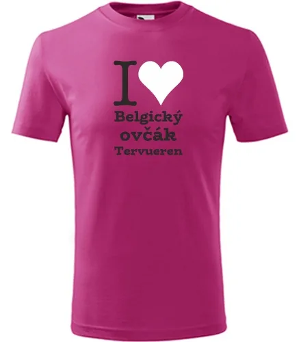Purpurové dětské tričko I love Belgický ovčák Tervueren