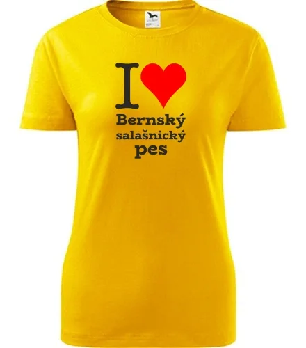 Žluté dámské tričko I love Bernský salašnický pes