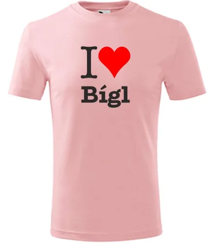 Růžové dětské tričko I love Bígl