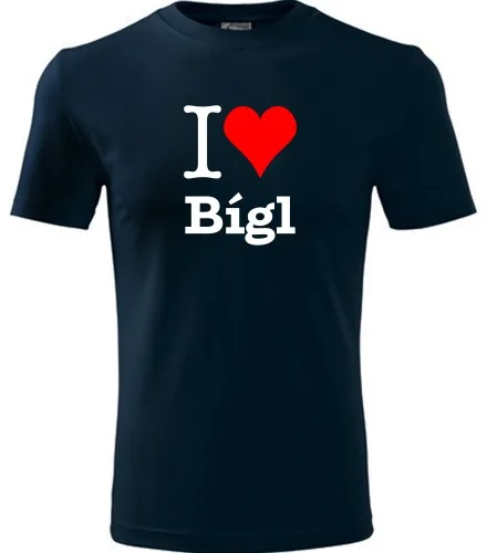 Tmavě modré dětské tričko I love Bígl