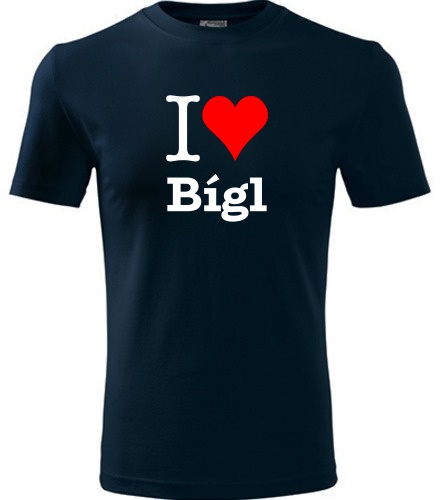 Tmavě modré tričko I love Bígl