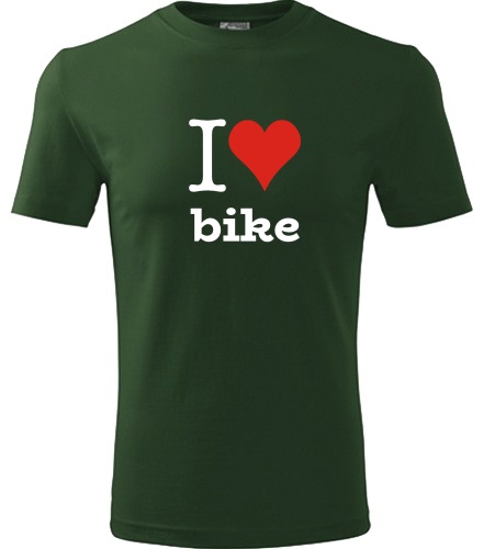 Lahvově zelené tričko I love bike