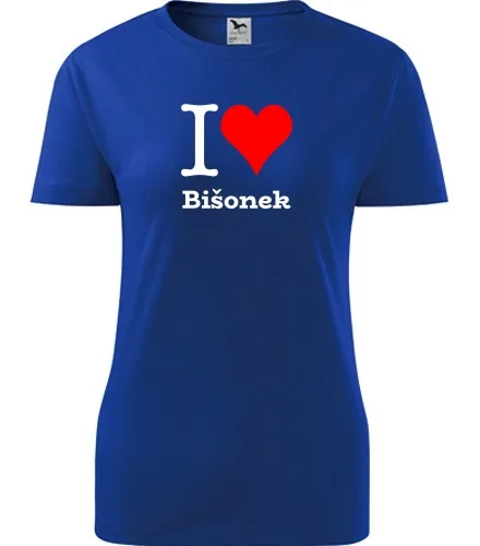 trička s potiskem Modré dámské tričko I love Bišonek